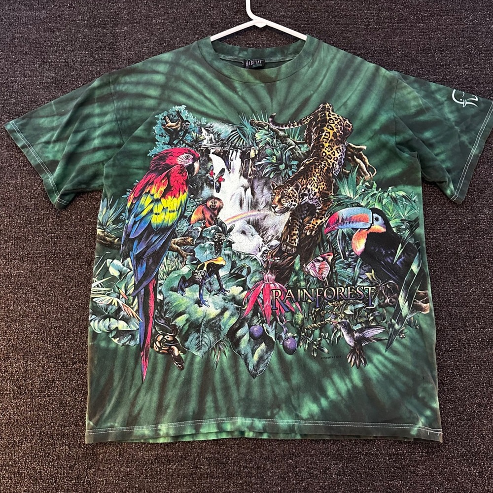 Habitat Rainforest T-Shirt Unisex Large Green Tie-Dye Good Fort Worth Zoo Print